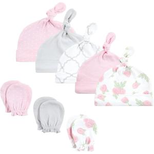 image:imageHudson Baby Unisex Baby Cotton Cap and Scratch Mitten SetRose