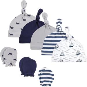image:imageHudson Baby Unisex Baby Cotton Cap and Scratch Mitten SetSail the Sea