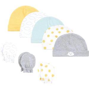 image:imageHudson Baby Unisex Baby Cotton Cap and Scratch Mitten SetSunshine and Clouds