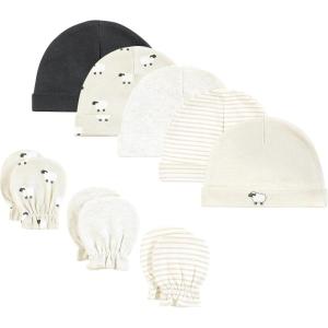 image:imageHudson Baby Unisex Baby Cotton Cap and Scratch Mitten SetTaupe Sheep