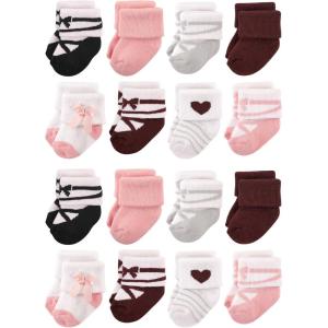 image:imageHudson Baby Unisex Baby Cotton Rich Baby Terry Socks 16PackBallet Burgundy