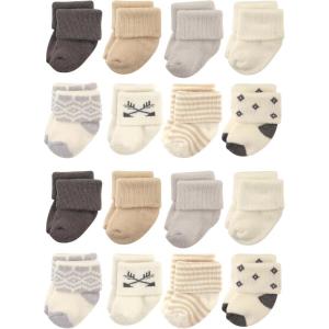 image:imageHudson Baby Unisex Baby Cotton Rich Baby Terry Socks 16PackGray Cream Solid