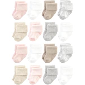 image:imageHudson Baby Unisex Baby Cotton Rich Baby Terry Socks 16PackPink Gray Stripe