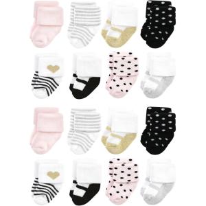 image:imageHudson Baby Unisex Baby Cotton Rich Baby Terry Socks 16PackSilver Gold Pink