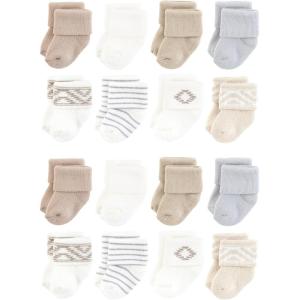 image:imageHudson Baby Unisex Baby Cotton Rich Baby Terry Socks 16PackStripe Cream