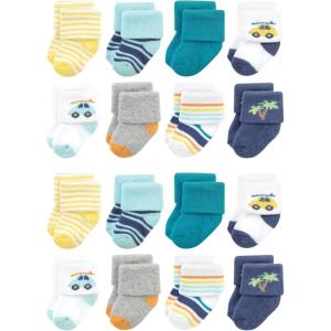 image:imageHudson Baby Unisex Baby Cotton Rich Baby Terry Socks 16PackSurf Dude