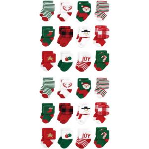 image:imageHudson Baby Unisex Baby Cotton Rich Baby Terry Socks 24Pack12 Days of Christmas Santa