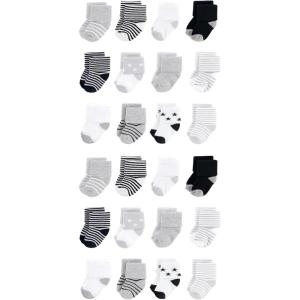image:imageHudson Baby Unisex Baby Cotton Rich Baby Terry Socks 24PackGray Black Stars