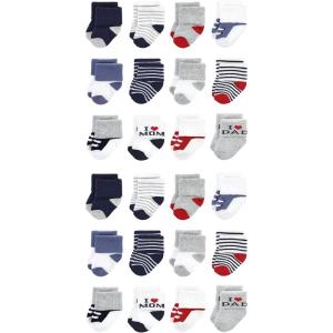 image:imageHudson Baby Unisex Baby Cotton Rich Baby Terry Socks 24PackMom Dad Boy Navy Red