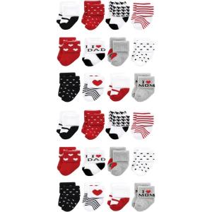 image:imageHudson Baby Unisex Baby Cotton Rich Baby Terry Socks 24PackMom and Dad Girl Red Black