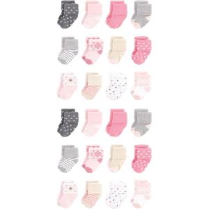 image:imageHudson Baby Unisex Baby Cotton Rich Baby Terry Socks 24PackPink Gray Solid