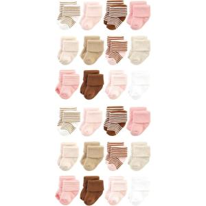 image:imageHudson Baby Unisex Baby Cotton Rich Baby Terry Socks 24PackPink Tan Stripe