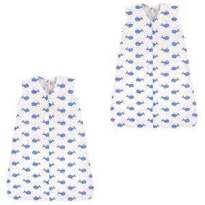 image:imageHudson Baby Unisex Baby Cotton Sleeveless Wearable Sleeping Bag Whale Aztec 06 Months USBlue Whales 2pack