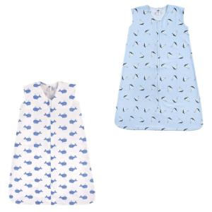 image:imageHudson Baby Unisex Baby Cotton Sleeveless Wearable Sleeping Bag Whale Aztec 06 Months USBlue Whales Sailboats 2pack
