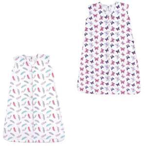 image:imageHudson Baby Unisex Baby Cotton Sleeveless Wearable Sleeping Bag Whale Aztec 06 Months USFeathers Butterflies 2pack