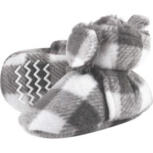 image:imageHudson Baby Unisex Baby Cozy Fleece and Faux Sherpa BootiesCharcoal White Plaid