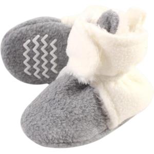 image:imageHudson Baby Unisex Baby Cozy Fleece and Faux Sherpa BootiesCream Heather Gray