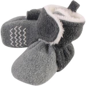 image:imageHudson Baby Unisex Baby Cozy Fleece and Faux Sherpa BootiesHeather Charcoal Heather Gray