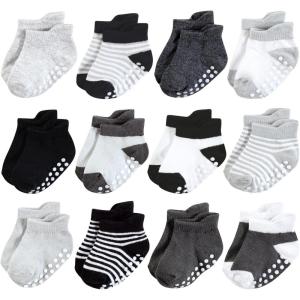 image:imageHudson Baby Unisex Baby NonSkid NoShow SocksBlack White Stripes