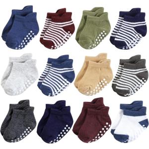 image:imageHudson Baby Unisex Baby NonSkid NoShow SocksBlue Burgundy
