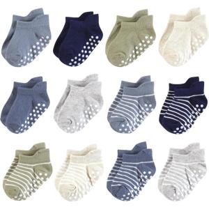 image:imageHudson Baby Unisex Baby NonSkid NoShow SocksBoy Asst Stripes