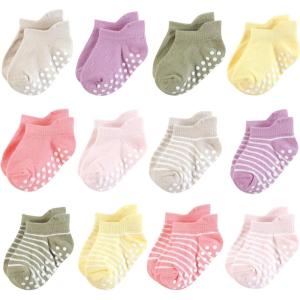 image:imageHudson Baby Unisex Baby NonSkid NoShow SocksGirl Asst Stripes