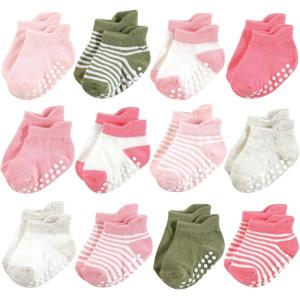 image:imageHudson Baby Unisex Baby NonSkid NoShow SocksPink Green