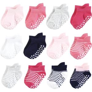 image:imageHudson Baby Unisex Baby NonSkid NoShow SocksPink Navy Stripe