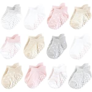 image:imageHudson Baby Unisex Baby NonSkid NoShow SocksSoft Pink Dot Stripe