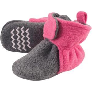 image:imageHudson Baby UnisexBaby Cozy Fleece BootiesSlipper SockDk Pink Heather Charcoal