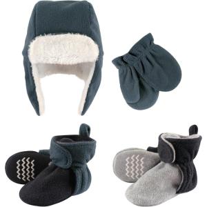 image:imageHudson Baby Winter Hat Mittens and 2 Pack Booties SetCoronet Blue
