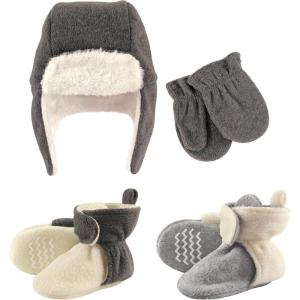 image:imageHudson Baby Winter Hat Mittens and 2 Pack Booties SetCream Charcoal