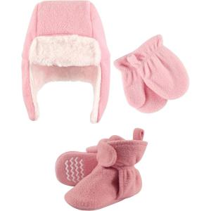 image:imageHudson Baby Winter Hat Mittens and Booties SetBaby Pink