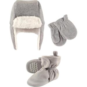 image:imageHudson Baby Winter Hat Mittens and Booties SetGray