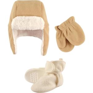 image:imageHudson Baby Winter Hat Mittens and Booties SetTan and Cream