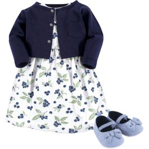 image:imageHudson Baby babygirls Cotton Dress Cardigan and Shoe SetBlueberries