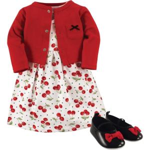 image:imageHudson Baby babygirls Cotton Dress Cardigan and Shoe SetCherries