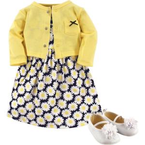 image:imageHudson Baby babygirls Cotton Dress Cardigan and Shoe SetDaisy