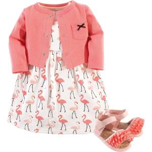 image:imageHudson Baby babygirls Cotton Dress Cardigan and Shoe SetFlamingos
