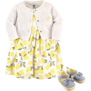 image:imageHudson Baby babygirls Cotton Dress Cardigan and Shoe SetLemon