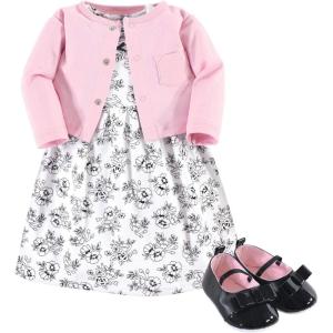 image:imageHudson Baby babygirls Cotton Dress Cardigan and Shoe SetToile
