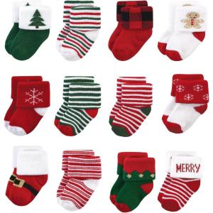 image:imageHudson Baby babygirls Cotton Rich Newborn and Terry Socks12 Days of Christmas