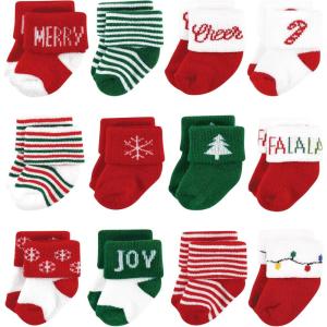 image:imageHudson Baby babygirls Cotton Rich Newborn and Terry Socks12 Days of Christmas Falala