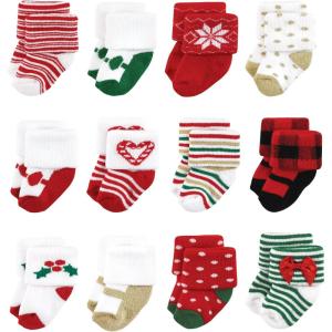 image:imageHudson Baby babygirls Cotton Rich Newborn and Terry Socks12 Days of Christmas Girl