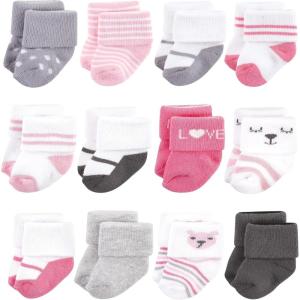 image:imageHudson Baby babygirls Cotton Rich Newborn and Terry SocksBear Girl 12pack