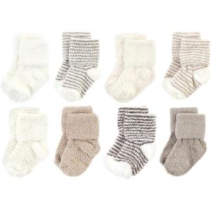 image:imageHudson Baby babygirls Cotton Rich Newborn and Terry SocksBeige Stripe 8 Pack