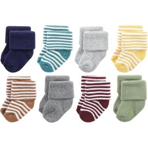 image:imageHudson Baby babygirls Cotton Rich Newborn and Terry SocksDark Earth Tone Stripes