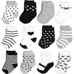 image:imageHudson Baby babygirls Cotton Rich Newborn and Terry SocksGirls Gray Black