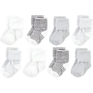image:imageHudson Baby babygirls Cotton Rich Newborn and Terry SocksGray Stripe 8 Pack