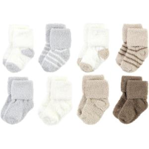image:imageHudson Baby babygirls Cotton Rich Newborn and Terry SocksGray Taupe Stripe